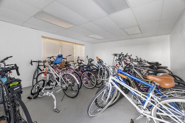 garage featuring bike storage and baseboards