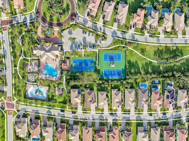 drone / aerial view with a residential view