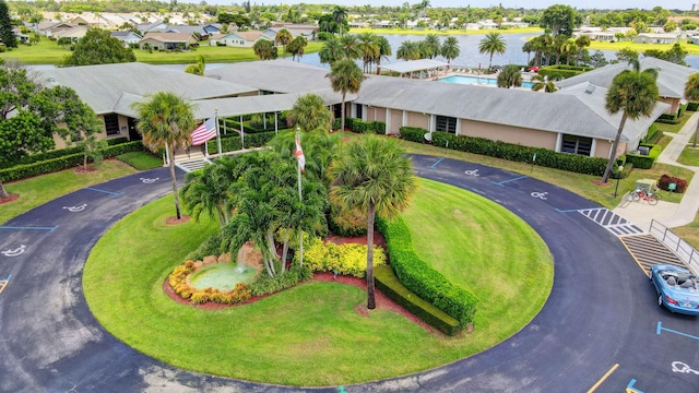 birds eye view of property with a residential view