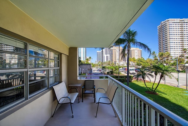 balcony with a view of city