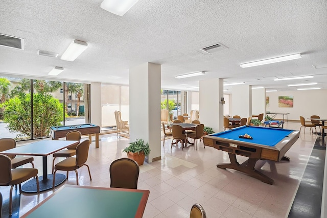 recreation room featuring billiards and visible vents