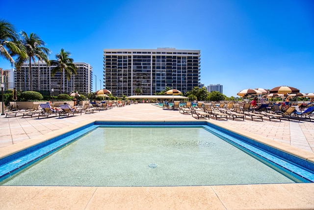 pool featuring a patio area