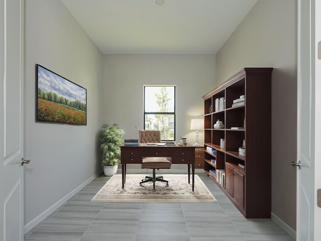 home office with baseboards