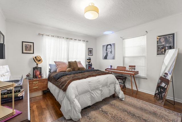 832 Lytle St, West Palm Beach, FL 33405 - bedroom with crown molding, hardwood / wood-style floors, and a textured ceiling