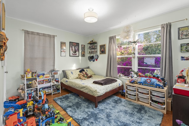 bedroom featuring wood finished floors