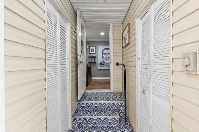 interior space with tile patterned flooring