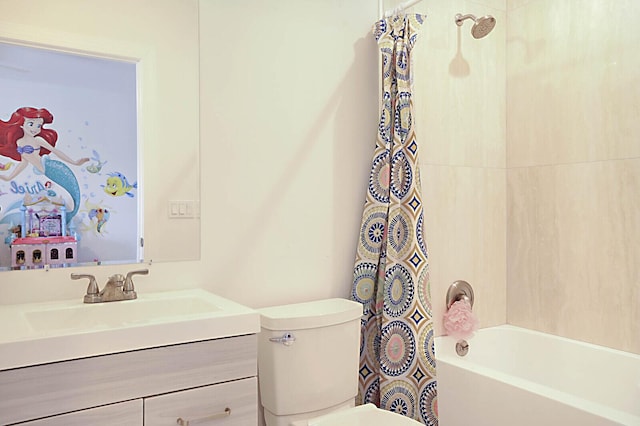 13327 Marcella Blvd, Loxahatchee Groves, FL 33470 - full bathroom with vanity, toilet, and shower / bath combo with shower curtain