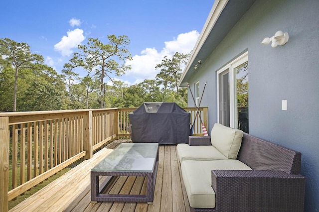 13327 Marcella Blvd, Loxahatchee Groves, FL 33470 - wooden terrace with outdoor lounge area