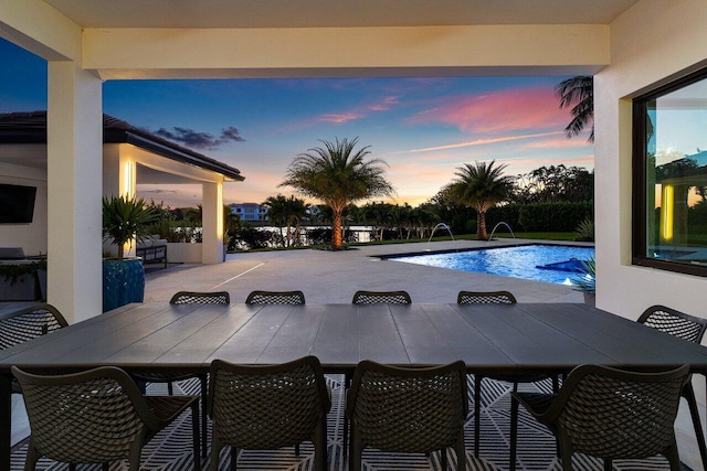 8387 Sawpine Rd, Delray Beach, FL 33446 - outdoor pool featuring outdoor dining area and a patio