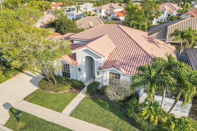 drone / aerial view with a residential view