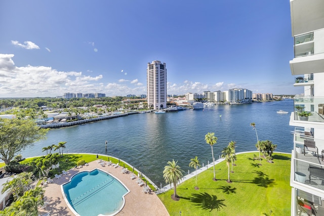 property view of water with a view of city