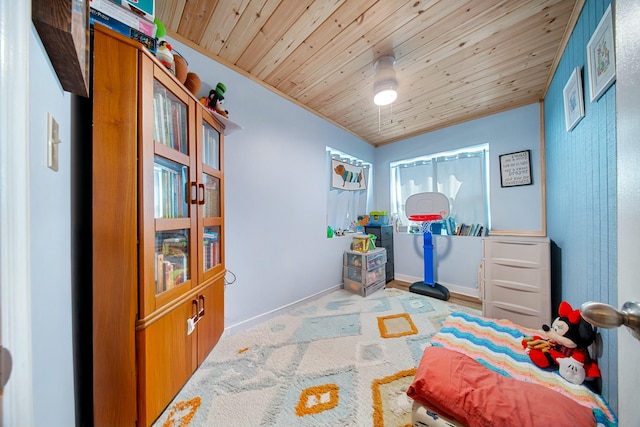 bedroom featuring wood ceiling