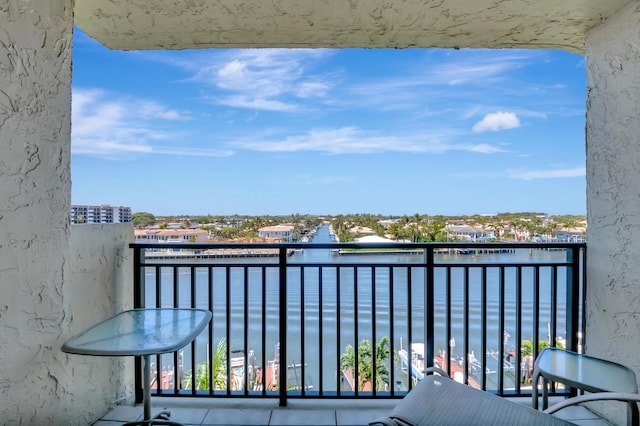 balcony with a water view