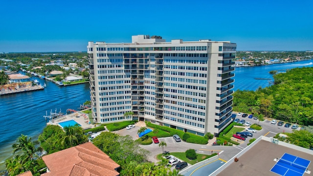 view of property with a water view