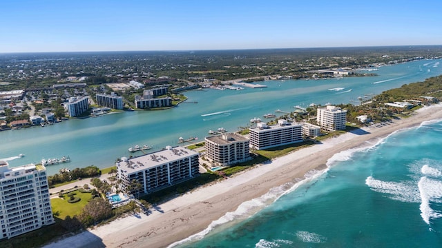 19850 Beach Rd Unit 5C, Jupiter, FL 33469 - bird's eye view with a beach view, a water view, and a city view