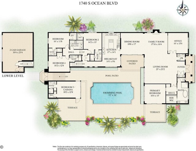 1740 S Ocean Blvd, Palm Beach, FL 33480 - view of home floor plan