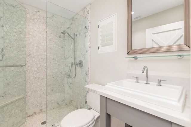 13408 55th St S, Wellington, FL 33449 - bathroom featuring a shower stall, visible vents, toilet, and a sink