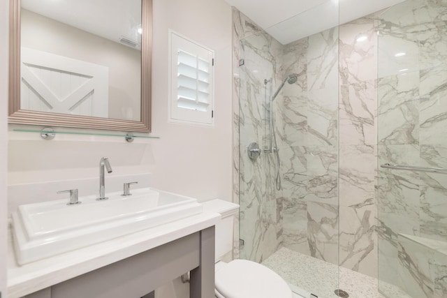 13408 55th St S, Wellington, FL 33449 - full bathroom featuring toilet, vanity, and a marble finish shower