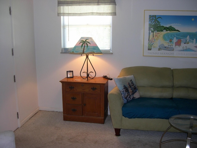 sitting room with light carpet