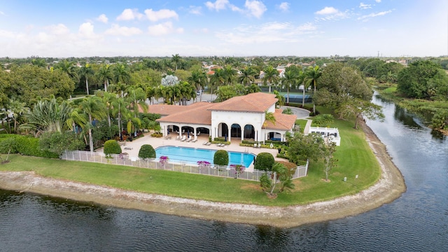 bird's eye view featuring a water view