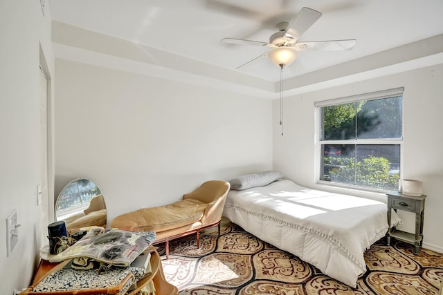 bedroom featuring a ceiling fan