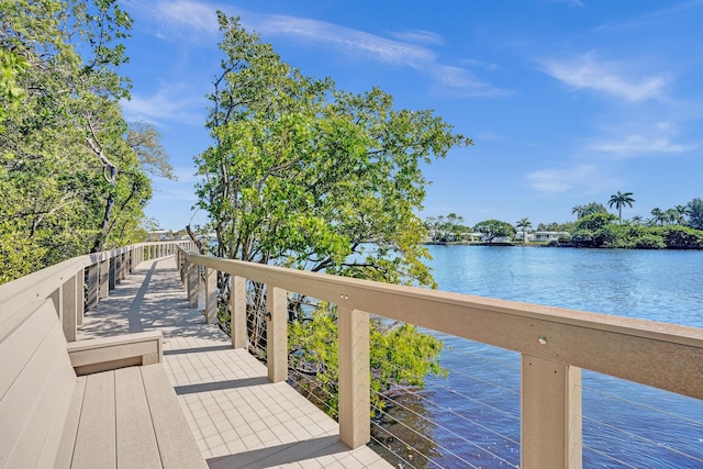 deck with a water view