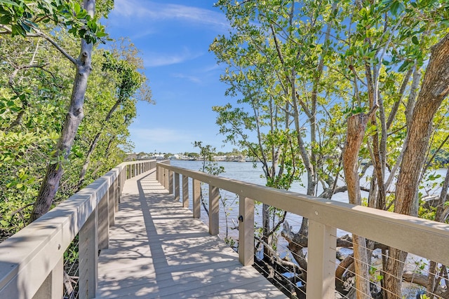 view of home's community with a water view