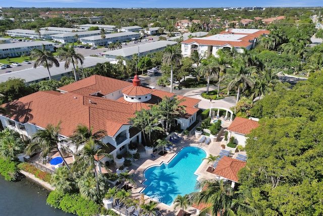 aerial view with a residential view