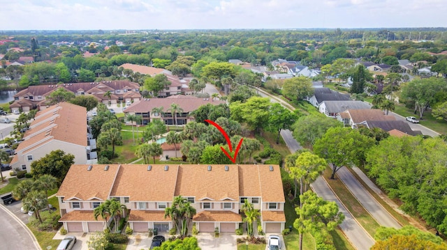 drone / aerial view with a residential view