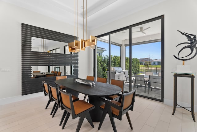 dining space featuring baseboards