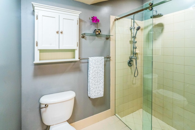 full bathroom with toilet and walk in shower