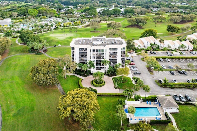 bird's eye view with golf course view