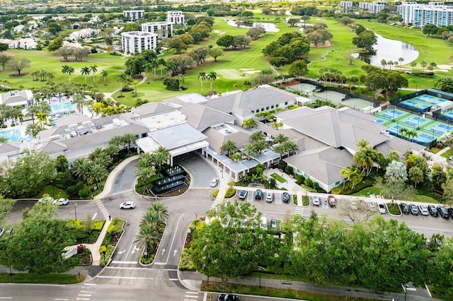 aerial view with view of golf course