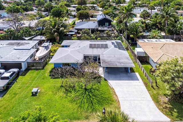 drone / aerial view with a residential view