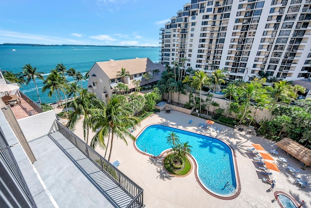 pool featuring a water view