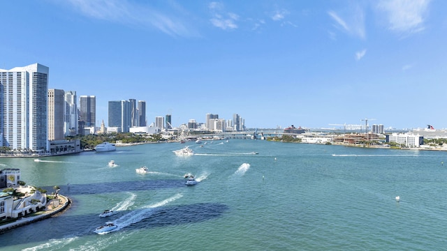 property view of water featuring a city view