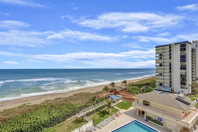 view of water feature featuring a view of the beach