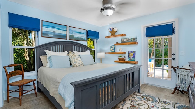 bedroom with light wood-style flooring