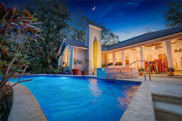 6000 Eagles Nest Dr, Jupiter, FL 33458 - outdoor pool featuring ceiling fan and a patio