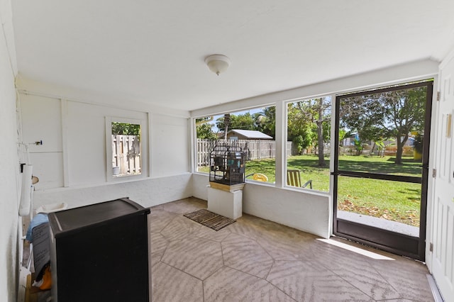 view of unfurnished sunroom