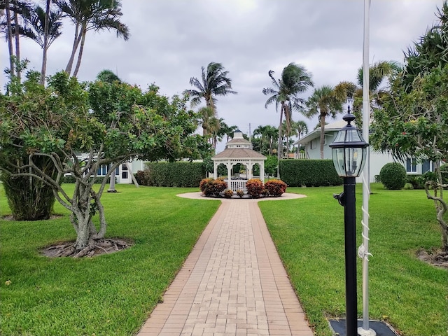 view of community with a gazebo and a yard