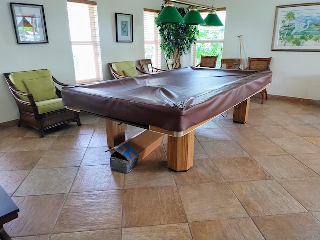 game room with billiards and baseboards