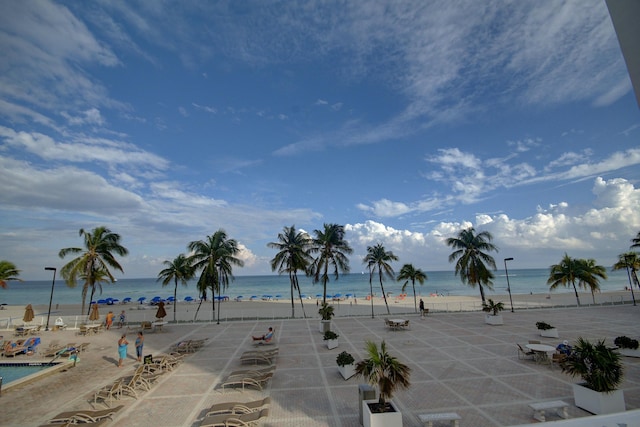 view of water feature featuring a view of the beach