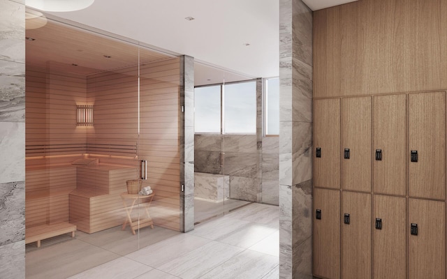 bathroom featuring tile walls and tile patterned flooring