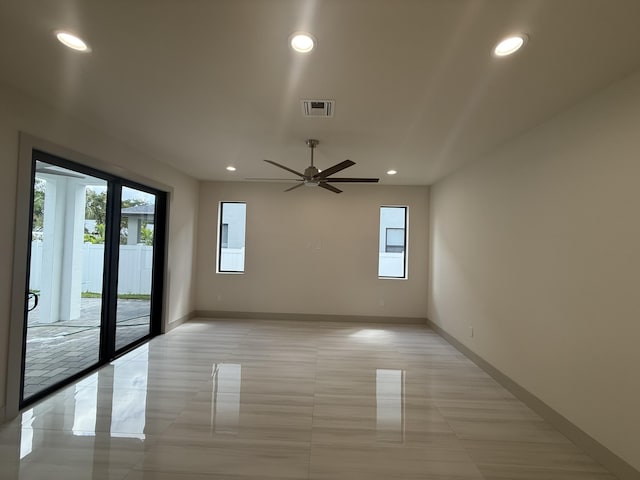 580 Lucky Ln, Delray Beach, FL 33444 - empty room with recessed lighting, visible vents, and ceiling fan