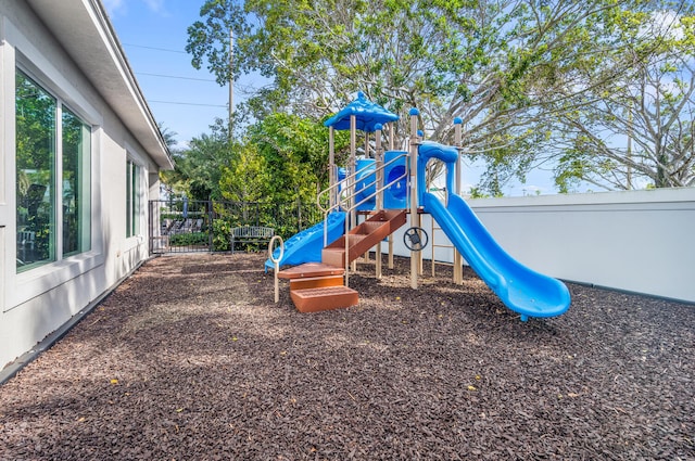 community play area with fence