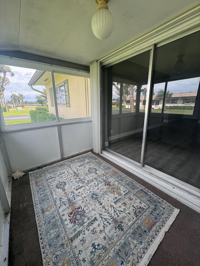 view of unfurnished sunroom