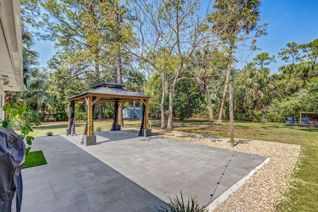 view of patio featuring a gazebo