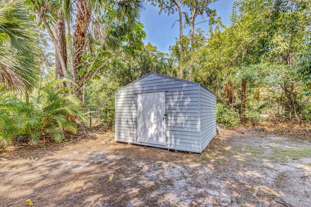 view of shed