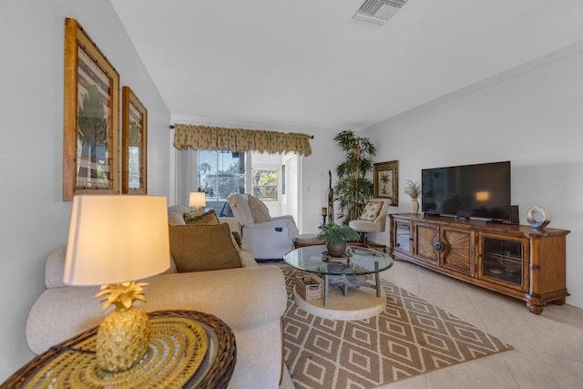 tiled living room with visible vents